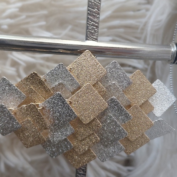 Gold and Silver Geometric Earrings - Picture 5 of 7